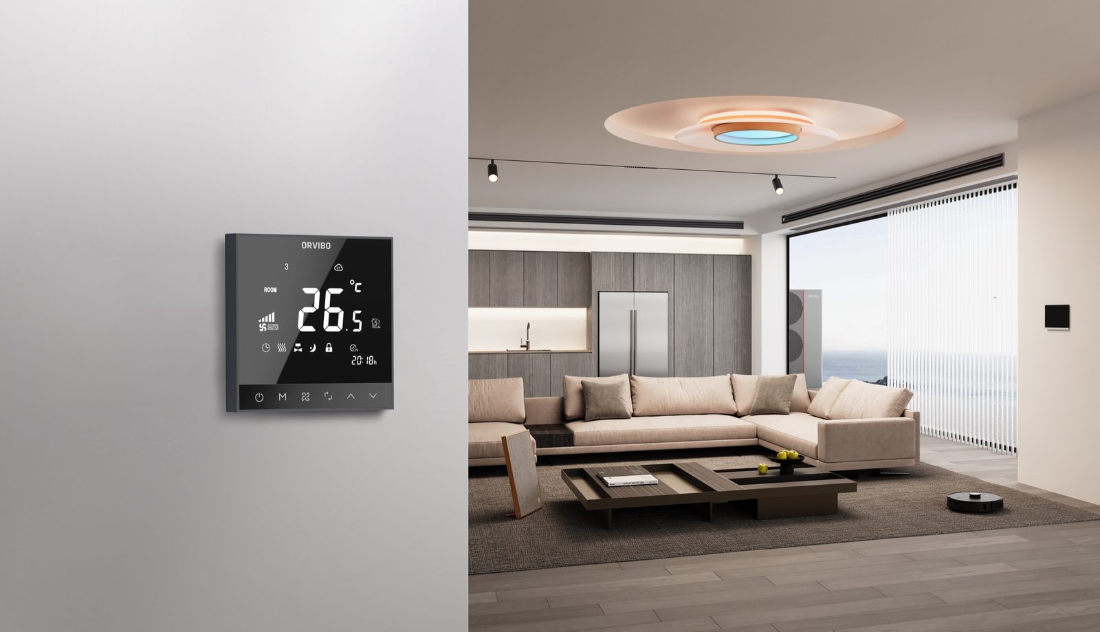 Contemporary North Cyprus living space with integrated lighting and climate control